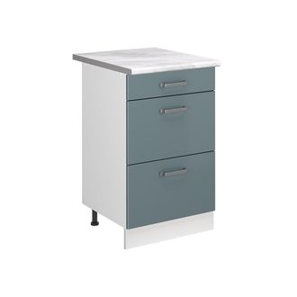Vicco Mueble Bajo De Cocina R-line, Gris Azulado/blanco, 50 Cm Encimera M&aacute;rmol, Vicco