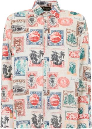 Billionaire Boys Club Bedrukte Linnen Overhemd Stamps - Heren - Casual Overhemden - Veelkleurig - 2XL - Linnen - Overhemden