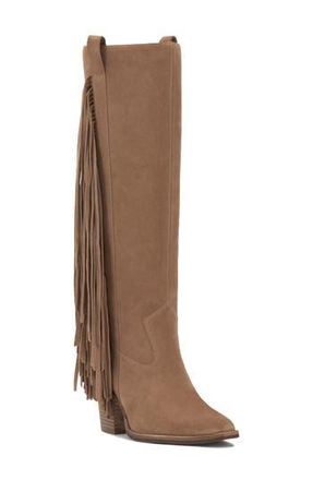 Vince Camuto Pelia Fringe Knee High Boot in Oyster at Nordstrom Rack, Size 6.5 Wide Calf