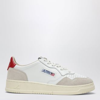 Autry Sneakers Medalist Low in pelle e suede bianca/rossa