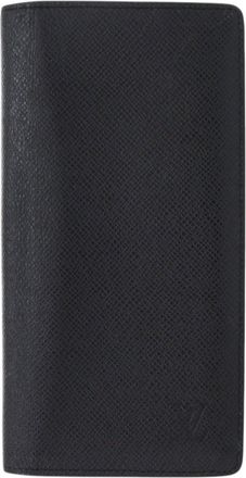 Louis Vuitton Black Noir Taiga Leather Leather Long Wallet (Bi-Fold) (Pre-Owned)