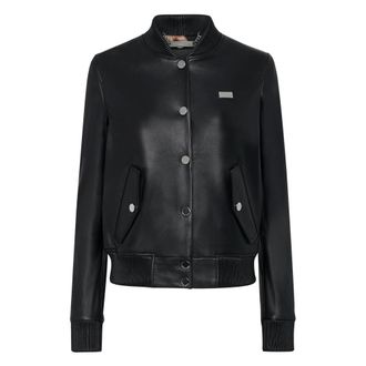 Philipp Plein Leren Bomberjack - Dames - Leren en Su&egrave;de Jassen - Zwart - S - Leer - Jassen