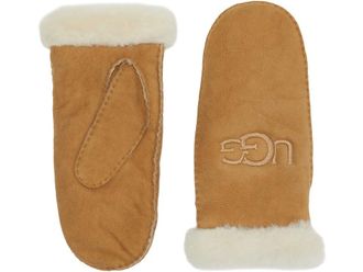 UGG Sheepskin Embroider Mitten Extreme Cold Weather Womens Gloves Chestnut : SM-MD