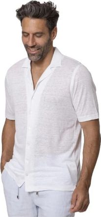 Gran Sasso Wit Linnen Shirt met Korte Mouwen - Heren - Korte mouwen Overhemden - Wit - M - Linnen - Overhemden