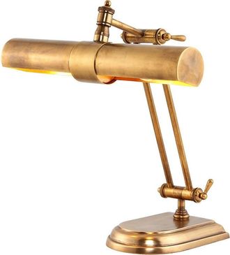 Loops Solid Brass Adjustable Antique Table Lamp Task Light - Twin LED Bulb - Vintage