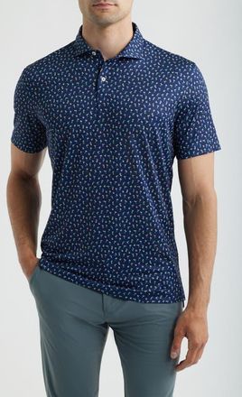 Johnnie-O Pop Tails Cocktail Print Performance Jersey Polo in Navy at Nordstrom, Size X-Large