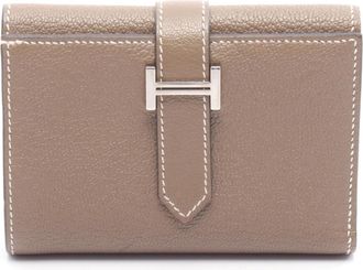 Herm&egrave;s Gray Chevre Leather Wallet (Tri-Fold) (Pre-Owned)
