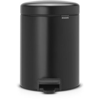 Brabantia Pedal Bin Newicon Pattumiera a Pedale, Secchio Interno in Plastica, Nero Opaco, 5 lt