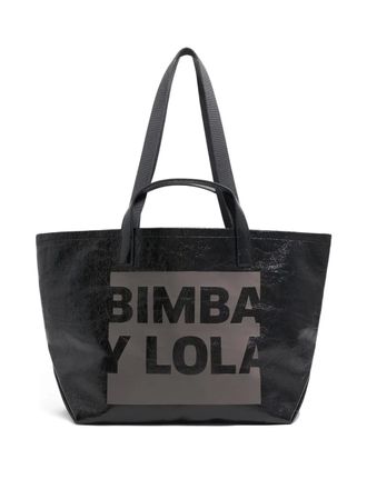 Bimba & Lola large logo-print tote bag - women - Polyester/Polyurethane/Cotton/Caiman Leather - One Size - Black