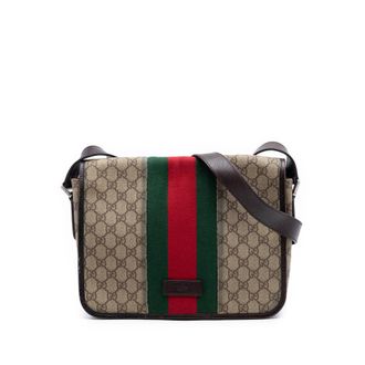 Gucci Pre-owned Gucci Medium GG Supreme Web Flap Messenger Bag Unisex 43IOLTH08WW2IFE7