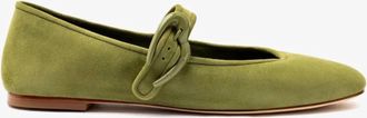 Larroude Womens Verona Ballet Flat Shoes In Seaweed Suede