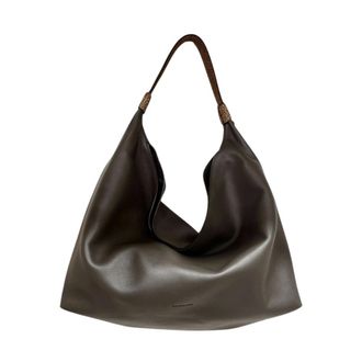Borbonese Plie Hobo Bag Medium - Dames - Tassen - Bruin - Maat: ONE Size