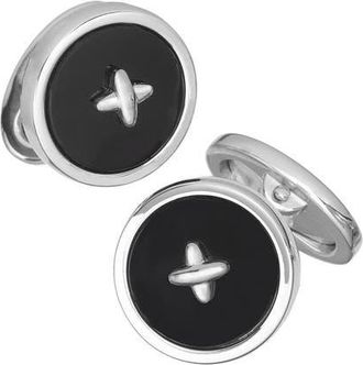 Jan Leslie Gemstone Button Sterling Cufflinks in Black at Nordstrom