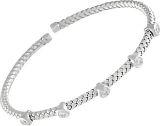 Luxury Bazaar 14kt witgouden geweven armband met diamant - Zilver