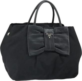 Prada Pre-owned Tote Bags, female, Black, Size: ONE SIZE Pre-owned Nylon Tote Bag