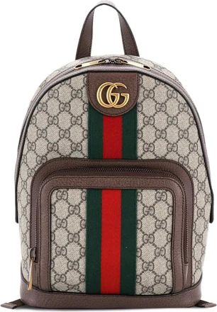 Gucci Ophidia GG gecoat canvas en leren kleine rugzak - Bruin