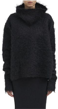 Marc Le Bihan Trui met hoge hals van mohair - Dames - Coltruien - Zwart - L - Wol - Truien & Vesten