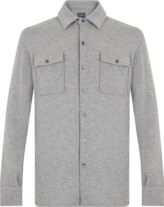 Fedeli Lange mouwen kasjmier shirt - Heren - Cashmere truien - Grijs - L - Kasjmier - Truien & Vesten