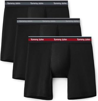 Tommy John 3-Pack Comfort Micro 6-Inch Boxer Briefs in Black, Black (Monument Wb), Black (Haute Red Wb) at Nordstrom, Size Xx-Large