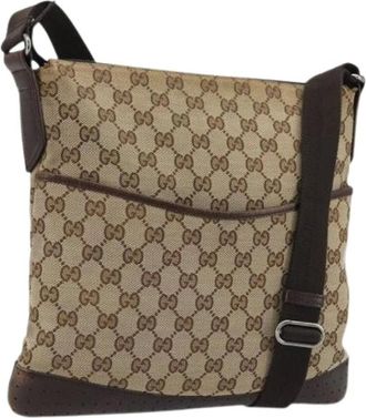 Gucci Pre-owned Cross Body Bags, female, Beige, Size: ONE SIZE Pre-owned Vintage GG Canvas Shoulder Bag