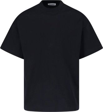Jil Sander Black Crewneck Side Logo Cotton T-Shirt