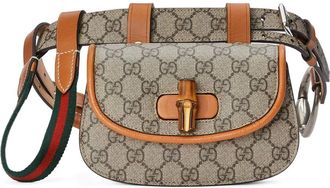 Gucci Cross Body Bags, female, Black, 85 CM, Bamboo 1947 GG Supreme Belt Bag