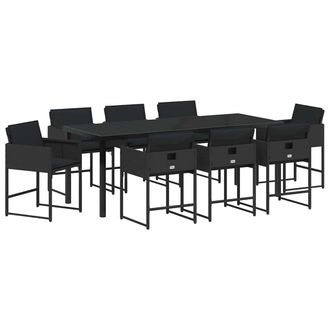 vidaXL Conjunto De Comedor De Jard&iacute;n 9 Pcs Negro Rat&aacute;n Sint&eacute;tico Vidaxl