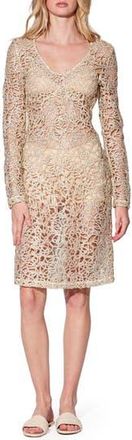 Walter Baker Melody Long Sleeve Embroidered Dress in Gold at Nordstrom Rack, Size X-Small