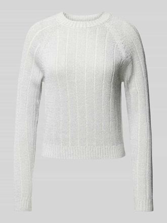 Vero Moda Regular Fit Strickpullover mit Effektgarn-Ripp-Struktur Modell VANJA in Silber, Gr&ouml;&szlig;e XS