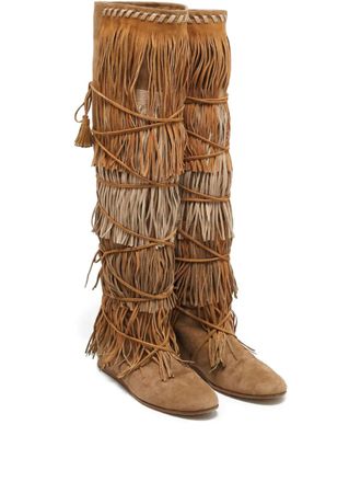 Etro Glastonbury fringed suede boots - Brown