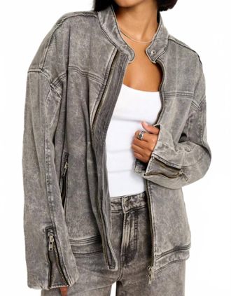 Good American Boyfriend Moto Jacket In Grey