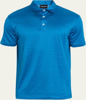 Giorgio Armani Mens Silk and Cotton Polo Shirt