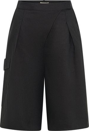 Nicholas Imani overlapped linen bermuda shorts - women - Linen/Flax - 0 - Black