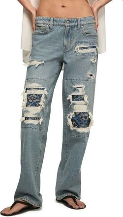 Lucky Brand Lucky Legend Ripped & Repaired Baggy Jeans in Skipping Flowers Wash at Nordstrom, Size 28 29