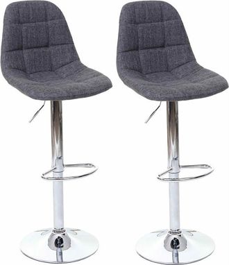 Hhg nunca usado] Juego de 2 taburetes de bar 356, taburete de bar taburete de mostrador, certificado mvg, gris, textil