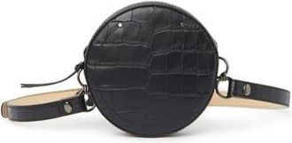 Longchamp Croc Embossed Circle Belt Bag in Black at Nordstrom Rack