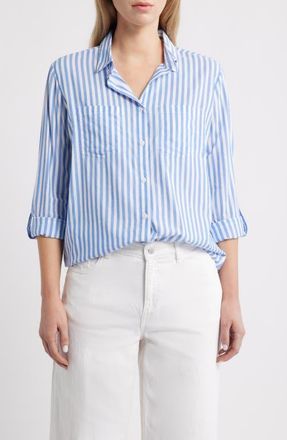 Beach Lunch Lounge Annalisa Stripe Shirt in Blue Iguana at Nordstrom, Size X-Large