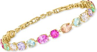 Ross-Simons 18kt Yellow Gold-Plated Bracelet With Simulated Multicolored Gemstones and. Czs