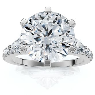 Pompeii3 Certified 4 1/2Ct Diamond Engagement Ring Pear Accent 14k Gold or Pt Lab Grown