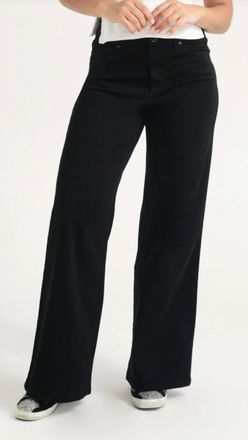 1822 Denim Mid Rise Better Butter Full Length Wide Leg Jeans In Black
