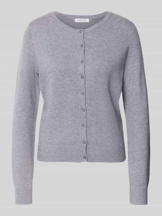 Christian Berg Strickjacke mit Knopfleiste in Silber Melange, Größe XXL