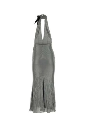 Alessandra Rich Womens Grey Viscose Dress Silver Exterior: Abiti