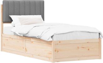 vidaXL Estructura De Cama Con Cabecera Tapizada Gris Claro 90 X 190 Cm Vidaxl