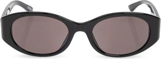 Balenciaga Zwarte Ovale Frame Zonnebril UV-Beschermend - Dames - Zonnebrillen - Zwart - ONE Size - Accessoires