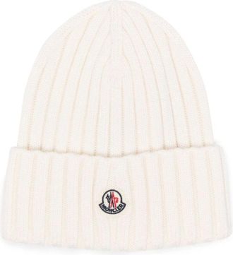 Moncler Accessoires, Dames, Wit, ONE Size, Wol, Stijlvolle Bianco Hoeden & Petten