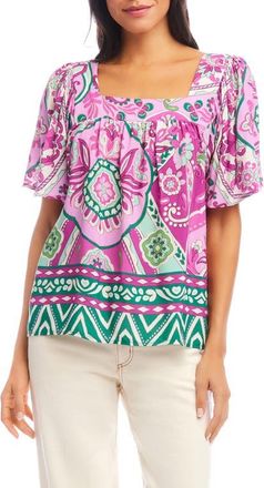 Karen Kane Floral Paisley Square Neck Top in Purple Print at Nordstrom, Size X-Small