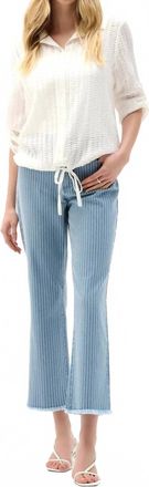 Joseph Ribkoff Stripe Print Straight Leg Cropped Jeans In Blue