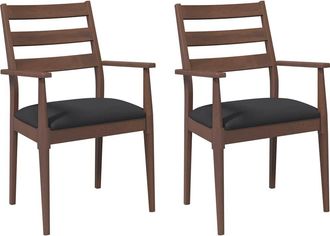 vidaXL Vidaxl - Sedie Da Pranzo Con Cuscini 2pz Marrone Legno Massello Di Hevea