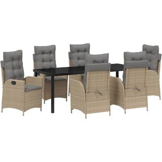 vidaXL Conjunto De Comedor De Jard&iacute;n 7 Pcs Beige Rat&aacute;n Sint&eacute;tico Vidaxl