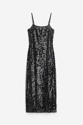 H&M Slipkleid mit Pailletten - Schwarz